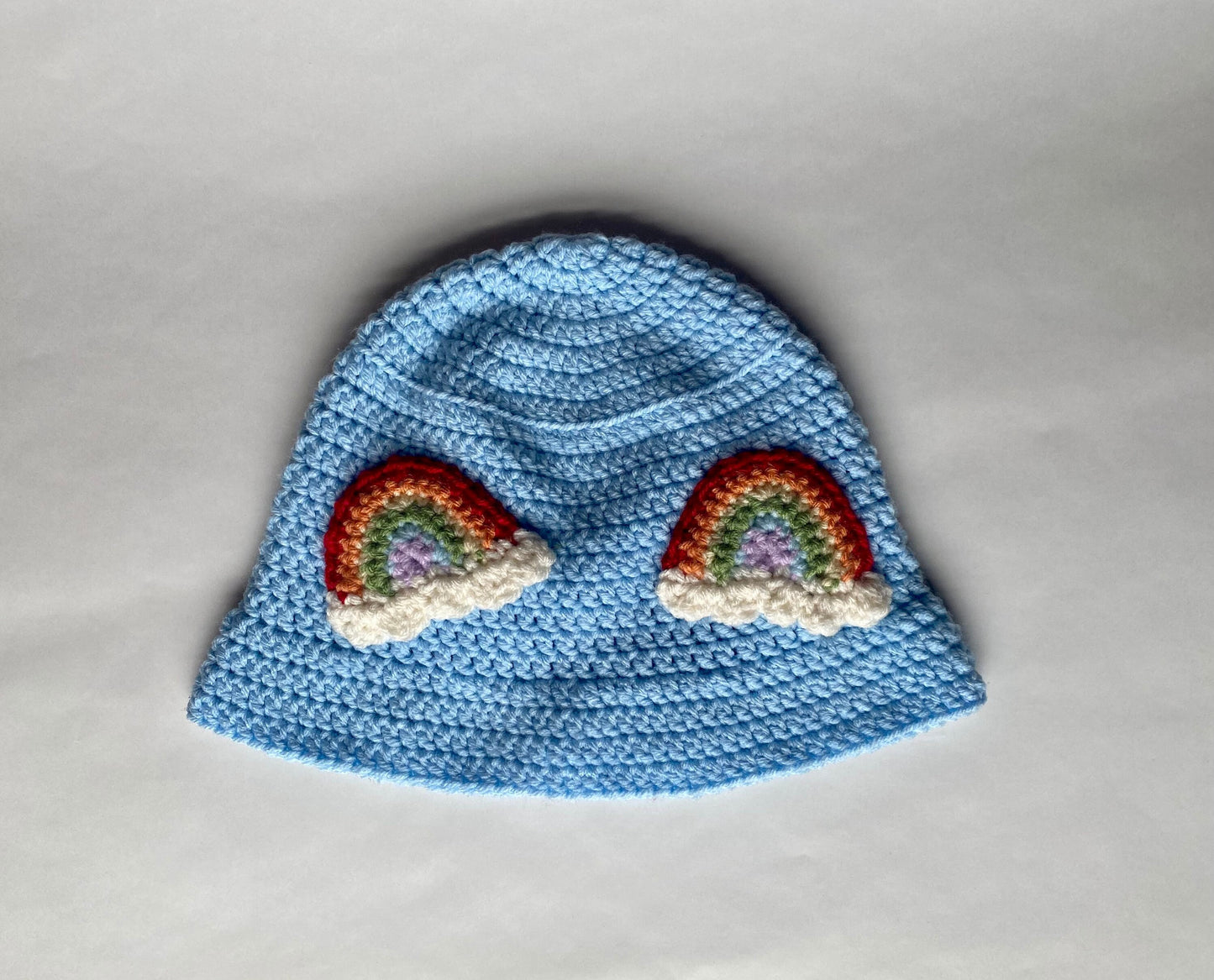 Blue Pride Bucket hat with rainbows, gift for they/them she/her he/him ze/hir