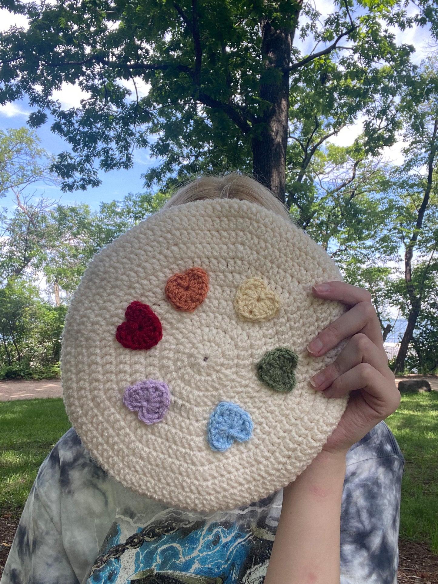 Rainbow Pride Heart Beret handmade homemade, gift for she/her he/him they/them ze/hir