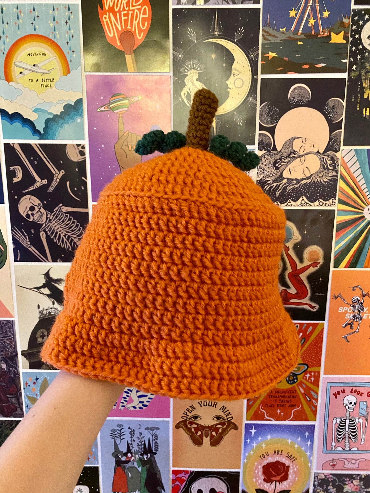 Crocheted Pumpkin Bucket Hat | Handmade Halloween Orange Hat | Festive Fall Accessory | Gift Idea | Halloween Decoration