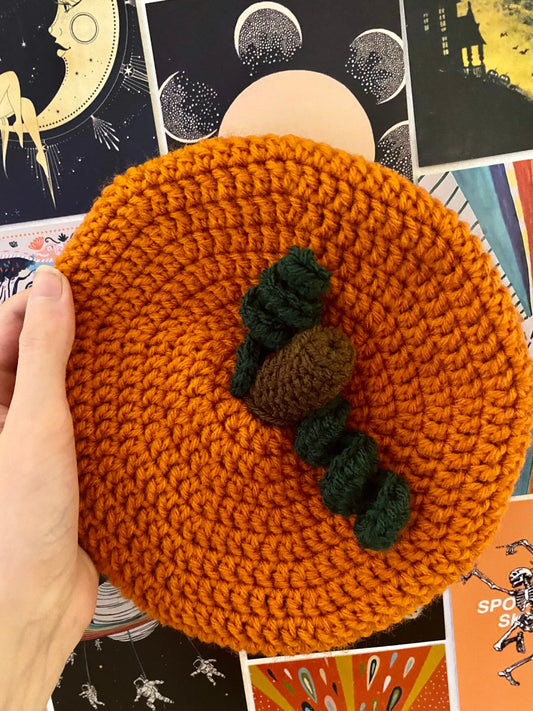 Pumpkin Beret Hat | Cute Halloween Hat | Cottagecore Hat | Pumpkin Patch Beanie | Knitted Pumpkin Hat | Kids Fall Hat | Adult Fall Hat