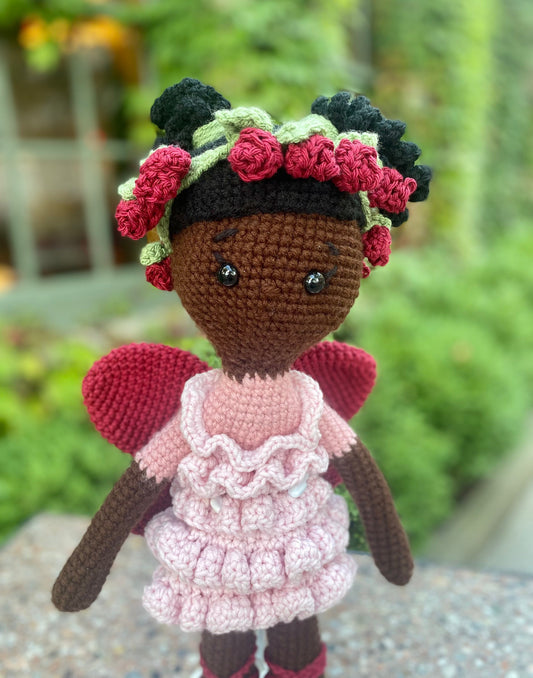 Posy Crochet Garden Fairy Doll, Soft Collectible Doll Toy for Kids, Stuffed Fairy Doll Plush Gift, Amigurumi Knit Fairy Nursery Plushie