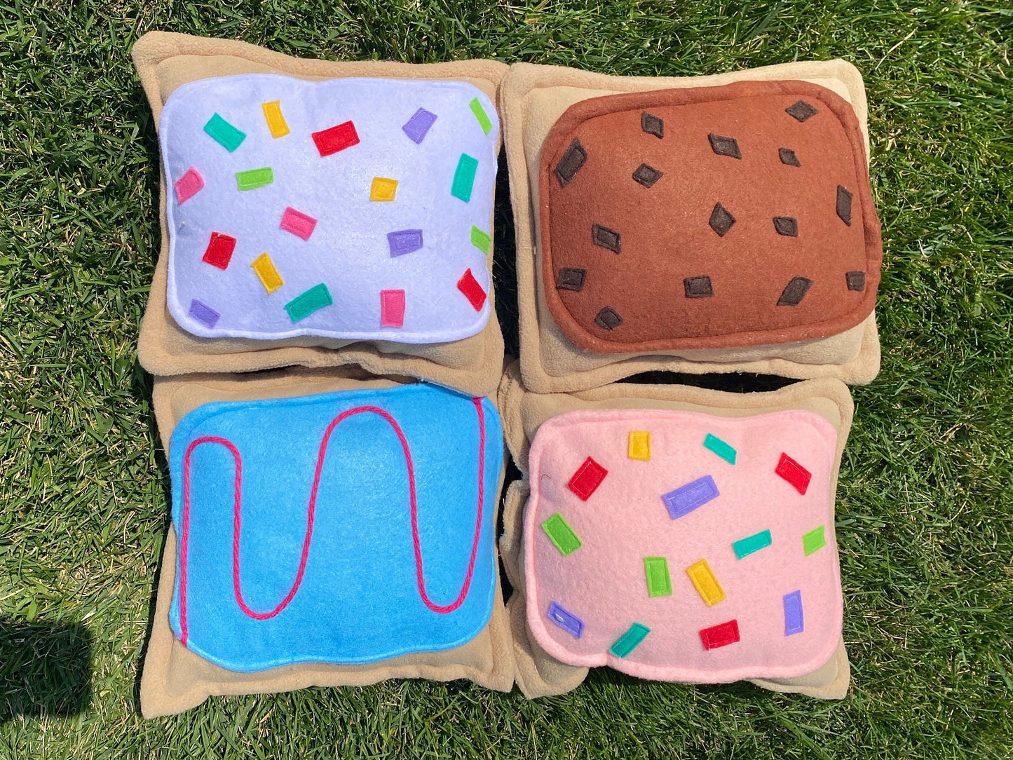 4 Pack all Pop Tart Plushie | Hand Sewn Pastry | Kawaii Food Plush | Foodie Lover Gift | Pretend Play Food | Eco Friendly Toy | Food Stuffie