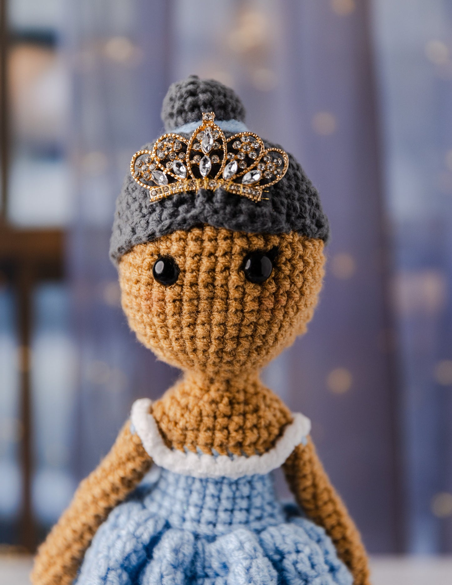 Medieval Queen Helene Stuffed Doll, Crochet Girl Doll with Crown, Kids Waldorf Doll Toy, Amigurumi Hand Knit Doll Plushie, Girl’s Playmate