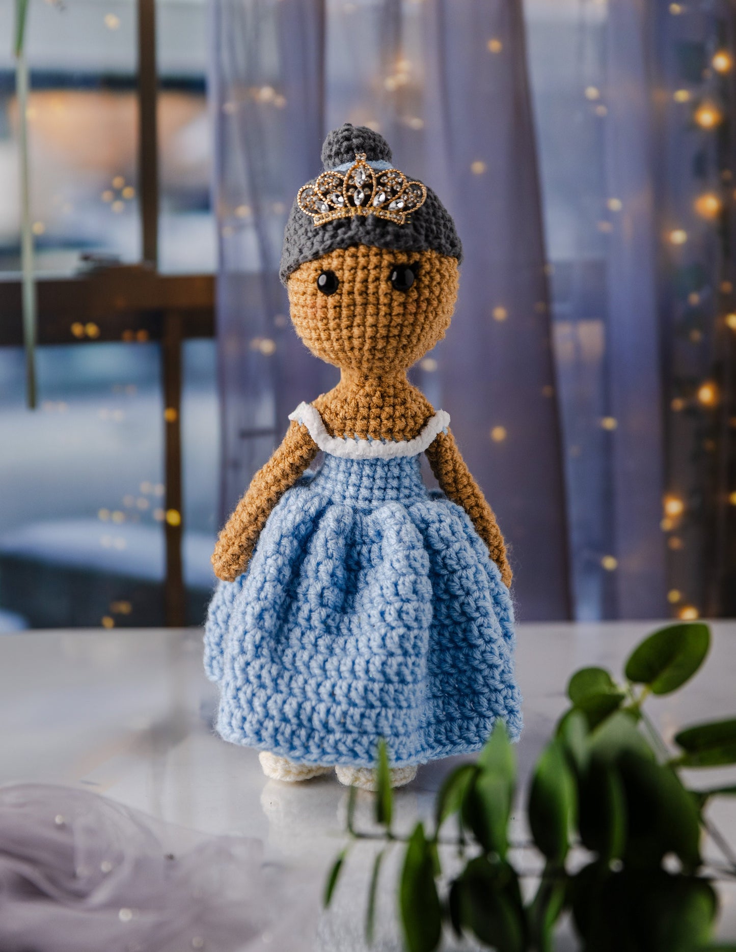 Medieval Queen Helene Stuffed Doll, Crochet Girl Doll with Crown, Kids Waldorf Doll Toy, Amigurumi Hand Knit Doll Plushie, Girl’s Playmate