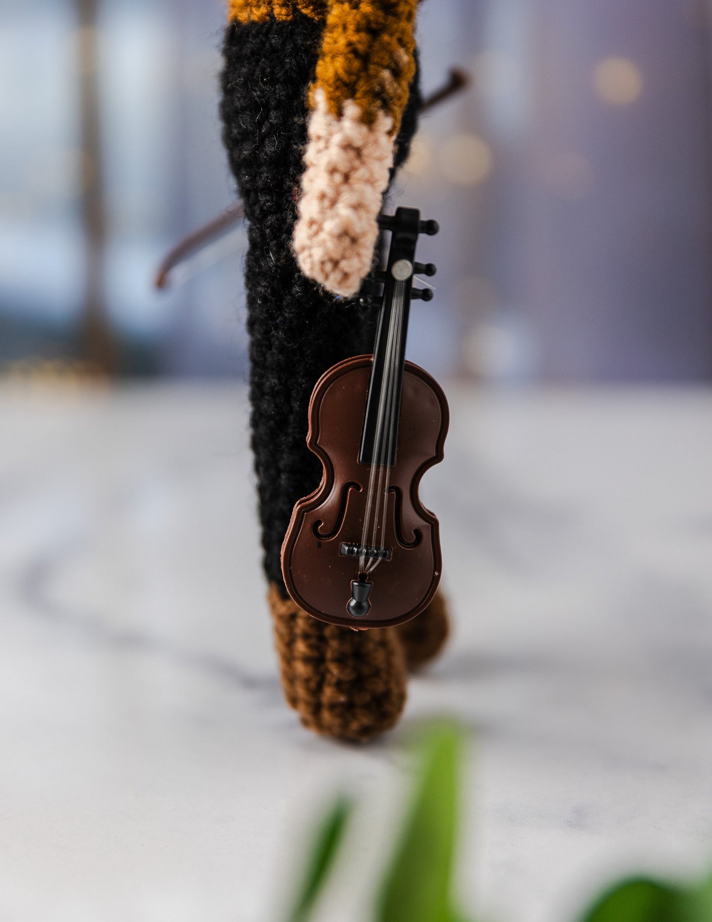 Bard Theo w violin Medieval Crochet Doll handmade homemade royalty gift for kids novelty